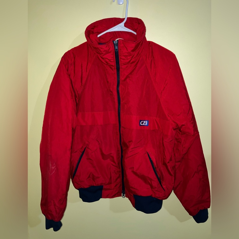 Vintage 1984 CB Sport retro winter ski puffer stadium jacket coat sz M blue red